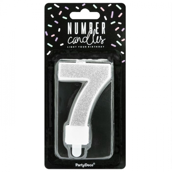 Number Candle - 7 - Silver